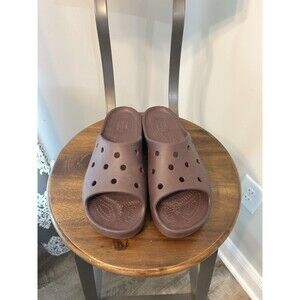 Crocs Womens Platform Size 9 Sandals Burgundy Slide Open Toe Beach Comfort